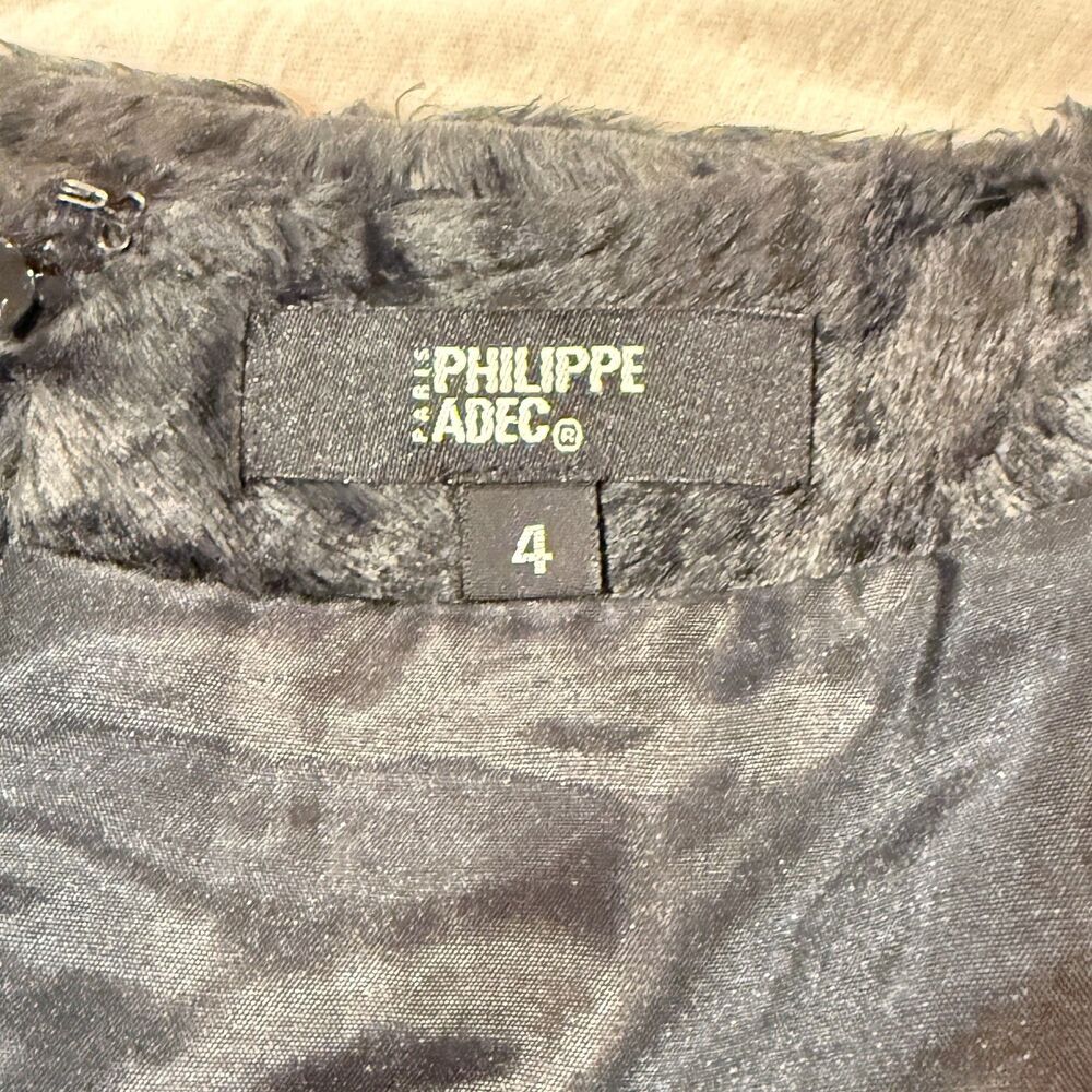Vintage 90s | Philippe Adec Paris | Animal Print Faux Fur Gray | Sz 4 / 36 EU - Picture 5 of 7